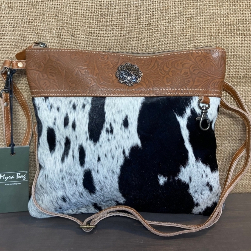Western Cowhide Purse Myra Bag Myra Cowhide - Angelic Canvas and Hairon Bag